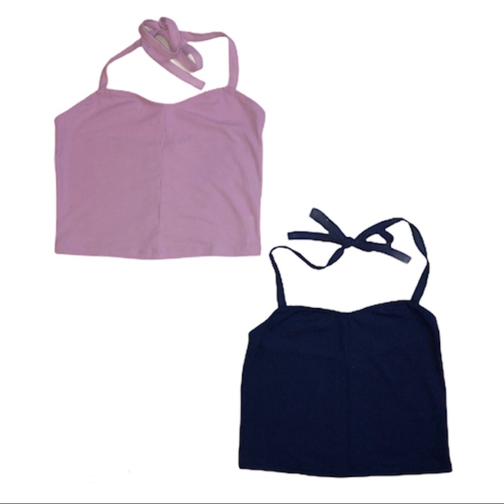 PacSun Basic Halter Tops Navy Light Purple Size M